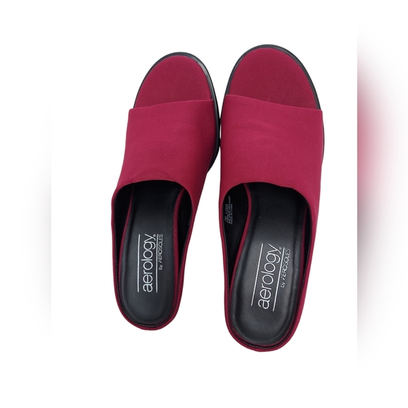 Aerology by Aerosoles Open Toe Heeled Burgundy Sandals Women's Size 7M - Picture 2 of 8